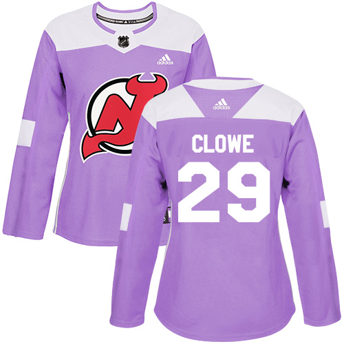 Adidas Devils #29 Ryane Clowe Purple Authentic Fights Cancer Women's Stitched NHL Jersey
